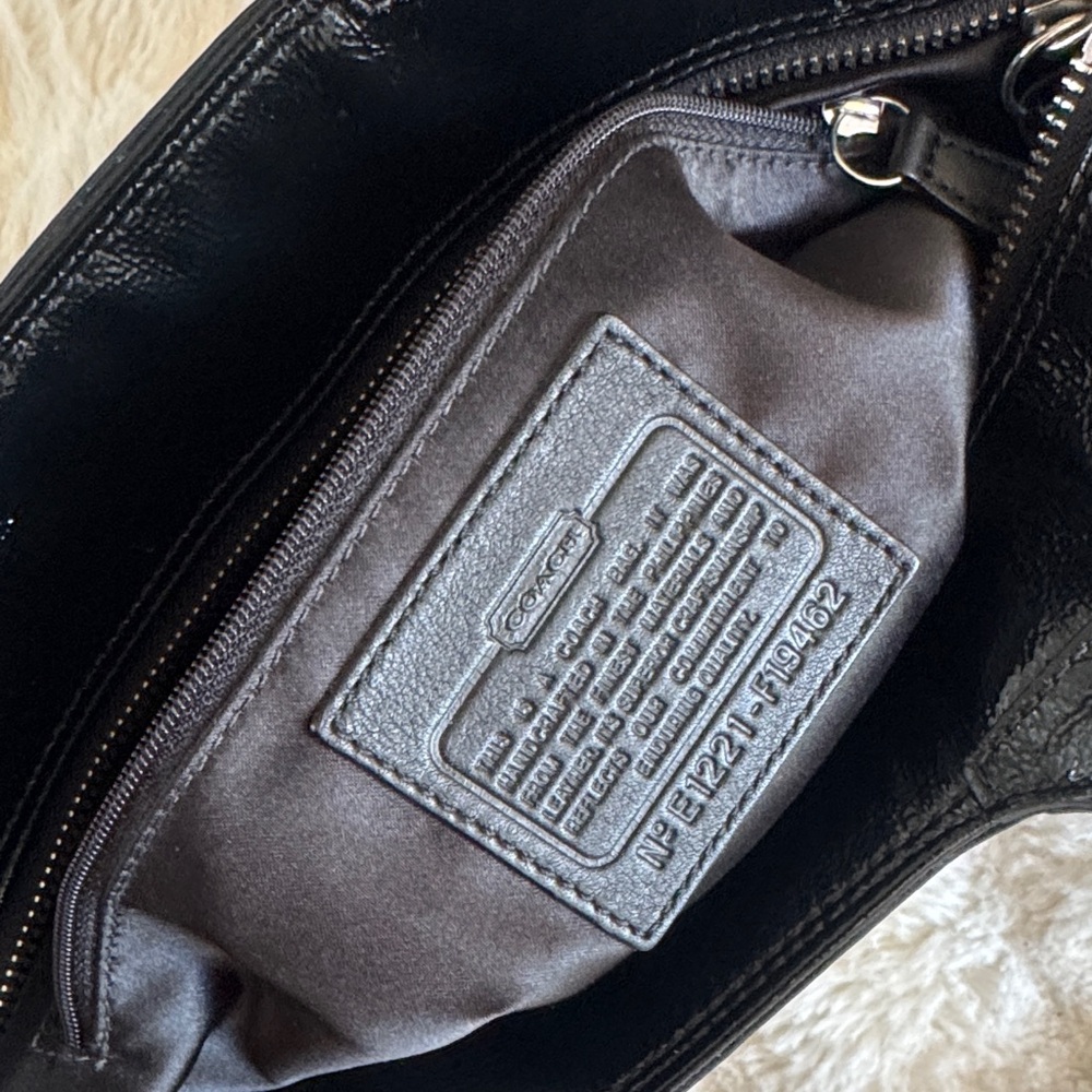 Coach Embossed Black Leather Tote - Picture 7 of 13